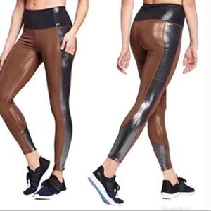 JoyLab Shimmer Metallic High-rise  Silver & Bronze Athletic/Yoga Leggings - XS